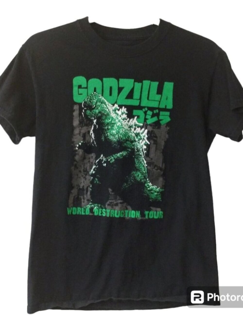 Men's Godzilla World Destruction Tour Short Sleeve T-shirt Size Small - Black